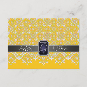 Invitation RSVP en dentelle noire et jaune