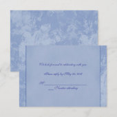 Invitation RSVP en relief floral bleu (Devant / Derrière)