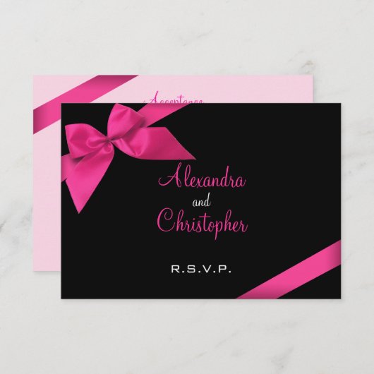 Invitation RSVP en ruban rose (Devant / Derrière)
