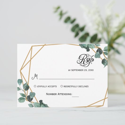 Invitation RSVP Eucalyptus Simple Végétal (Debout devant)