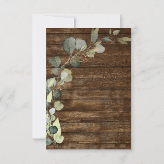 Invitation RSVP Eucalyptus Verdure Rustique Campagne Bois (Dos)