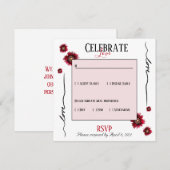 Invitation RSVP fêter l'amour et les fleurs rouges (Devant / Derrière)