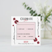 Invitation RSVP fêter l'amour et les fleurs rouges (Debout devant)