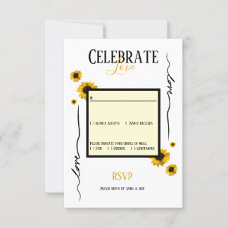 Invitation RSVP fêter l'amour et les tournesols d'or