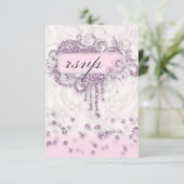 Invitation RSVP Fille Baby Shower Marbre Rose Paillettes Conf (Debout devant)