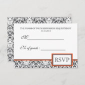 Invitation RSVP Fleur Orange Damask (Devant / Derrière)