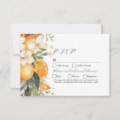 Invitation RSVP Fleurs de mariage Fruits Floraux Oranges (Devant)
