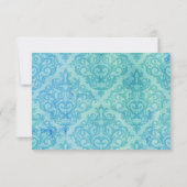 Invitation RSVP Fleurs de mariage Hydrangeas Motif damassé aq (Dos)