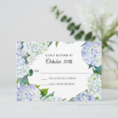 Invitation RSVP Fleurs de mariage Lilas et hydrangeas blancs (Debout devant)