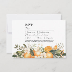 Invitation RSVP Fleurs de mariage Oranges Fruits Floraux