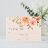 Invitation RSVP Fleurs de mariage Rose Fleur d'eau Foliage (Debout devant)