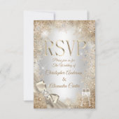 Invitation RSVP Flocon de neige en créme beige perle en acier (Devant)