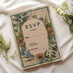Invitation RSVP floral à la menthe orange rustique