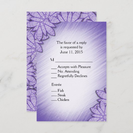 Invitation RSVP floral à teinte ultra violette avec sélection (Devant / Derrière)