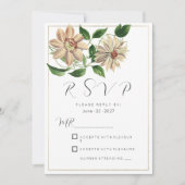 Invitation RSVP floral vert blanc (Devant)