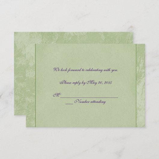 Invitation RSVP floral vert en relief (Devant / Derrière)