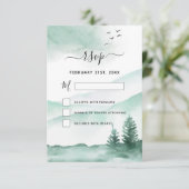 Invitation RSVP Forêt de Montagnes Rustique Aquarelle Moderne (Debout devant)
