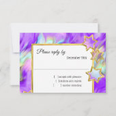 Invitation RSVP Gold Star Abstrait Purple Tie Dye (Devant)