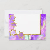 Invitation RSVP Gold Star Abstrait Purple Tie Dye (Dos)