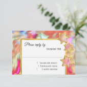 Invitation RSVP Gold Star Abstrait Red Tie Dye (Debout devant)