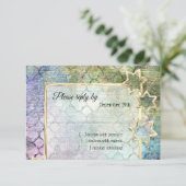 Invitation RSVP Gold Star Abstrait violet vert bleu (Debout devant)