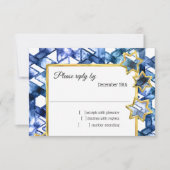 Invitation RSVP Gold Star Blue Damas (Devant)