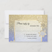 Invitation RSVP Gold Star Blue Gold Ombre (Devant)