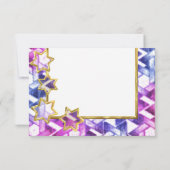 Invitation RSVP Gold Star Blue Purple Damask (Dos)