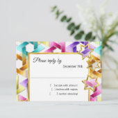 Invitation RSVP Gold Star couleur Damask (Debout devant)