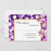 Invitation RSVP Gold Star Purple Damask (Devant)