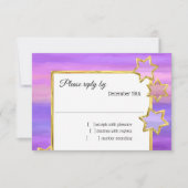Invitation RSVP Gold Star Purple Pink Strips (Devant)