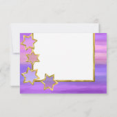 Invitation RSVP Gold Star Purple Pink Strips (Dos)