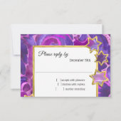 Invitation RSVP Gold Star Purple Rose Damas (Devant)
