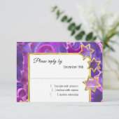 Invitation RSVP Gold Star Purple Rose Damas (Debout devant)