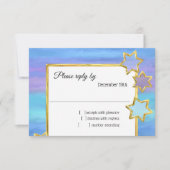 Invitation RSVP Gold Star Purple Turquoise Stripes (Devant)