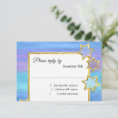 Invitation RSVP Gold Star Purple Turquoise Stripes (Debout devant)