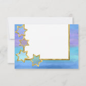 Invitation RSVP Gold Star Purple Turquoise Stripes (Dos)