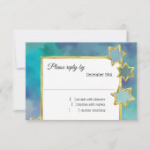 Invitation RSVP Gold Star Résumé Design bleu (Devant)
