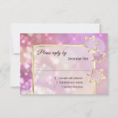 Invitation RSVP Gold Star Rose Bokeh lumières (Devant)