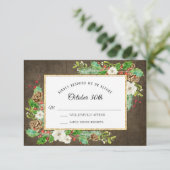 Invitation RSVP hiver Bois rustique Noël Botanique Floral (Debout devant)