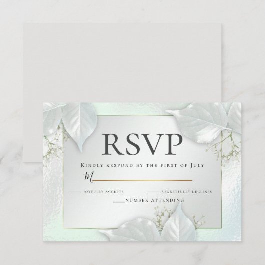 Invitation RSVP | Honeydew Green Pearl Shimmer (Devant / Derrière)