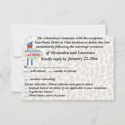 Invitation RSVP invité de mariage à Las Vegas imprimé léopard (Dos)