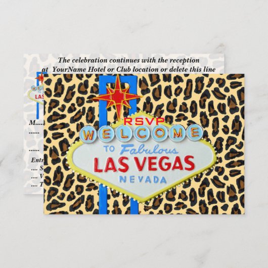 Invitation RSVP invité de mariage à Las Vegas imprimé léopard (Devant / Derrière)