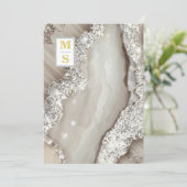 Invitation *~ RSVP IVORY Silver QR Initiales AR66 Mariage (Debout devant)