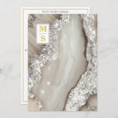 Invitation *~ RSVP IVORY Silver QR Initiales AR66 Mariage (Devant / Derrière)