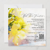 Invitation *~* RSVP Jaune Aquarelle Florale AR15 QR MARIAGE (Dos)
