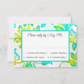 Invitation RSVP jaune turquoise en damas peint (Devant)