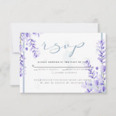 Invitation RSVP | Lavande d'aquarelle - Flore bleu poussiéreu (Devant)