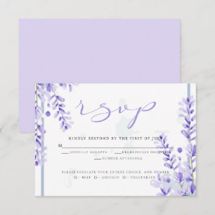 Invitation RSVP Lavande d'aquarelle - Flore bleu poussiéreu
