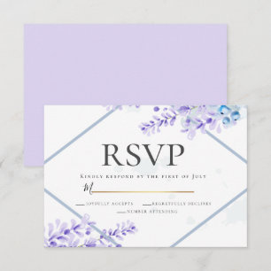 Invitation RSVP Lavande d'aquarelle - Flore bleu poussiéreu